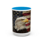 Colorful Mugs (11oz, 15oz) American eagle with American flag, fireworks all around the eagle, patriotic themed - 250 USA Celebration