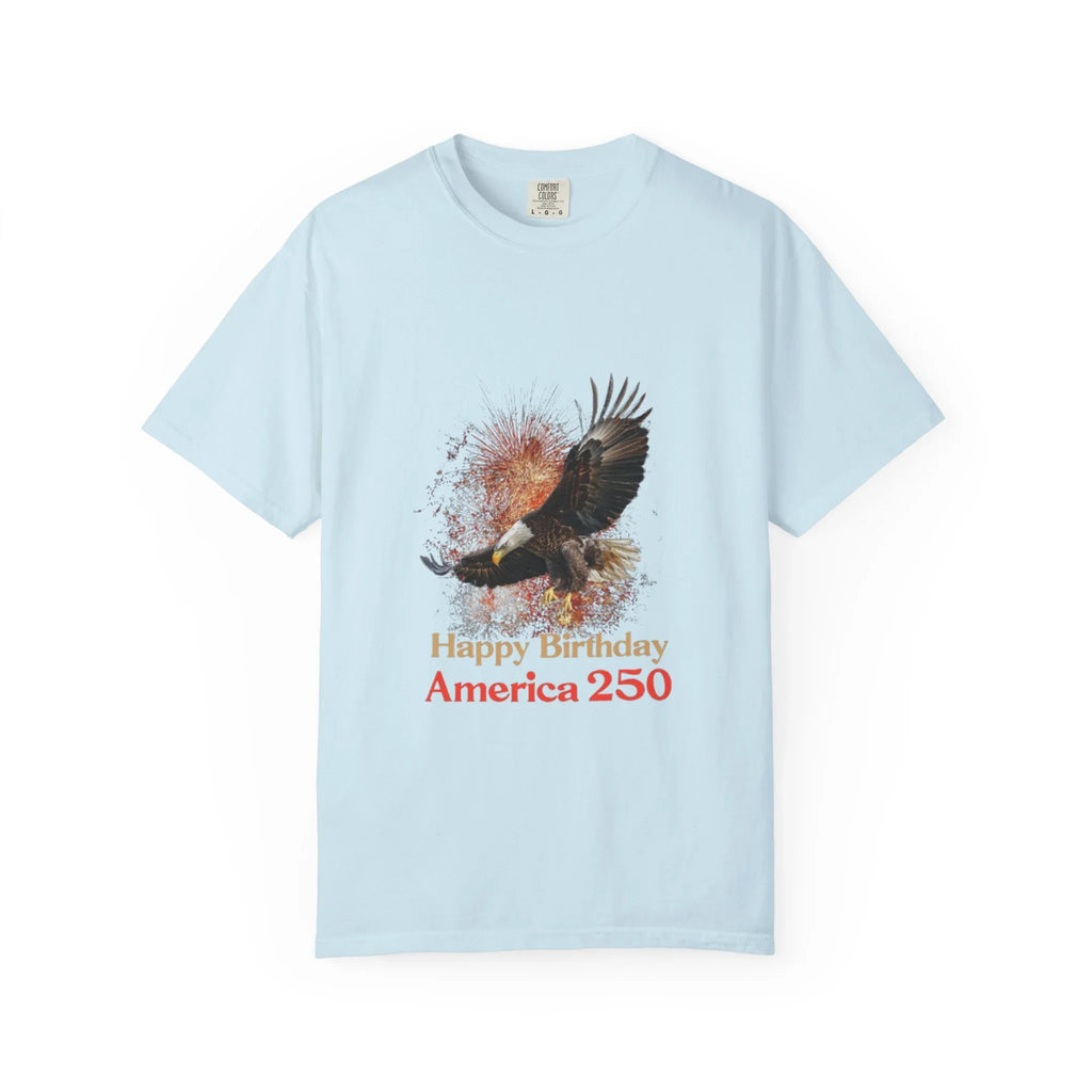 Eagle Illustration Happy Birthday America 250 T-Shirt | Patriotic Bald Eagle Tee - 250 USA Celebration