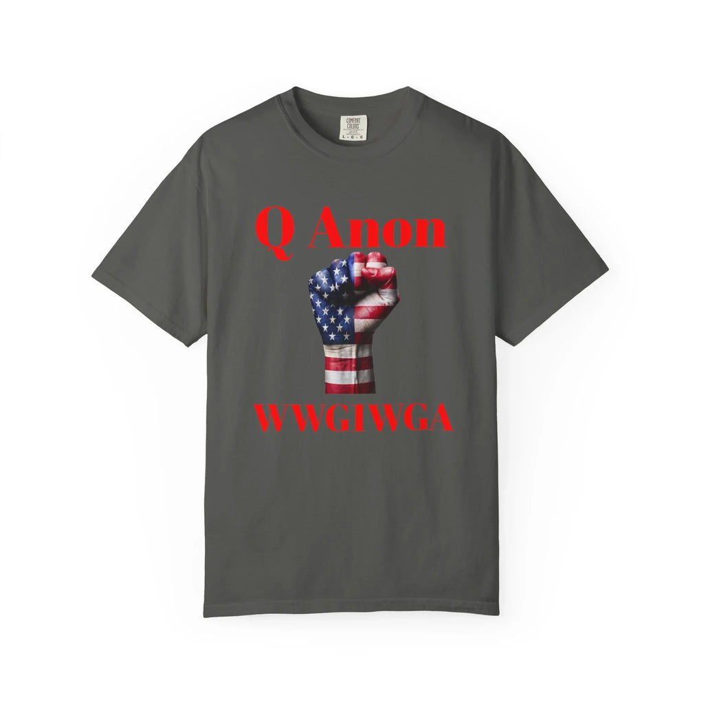 Q Anon Fist T-shirt | WWG1WGA Print - 250 USA Celebration
