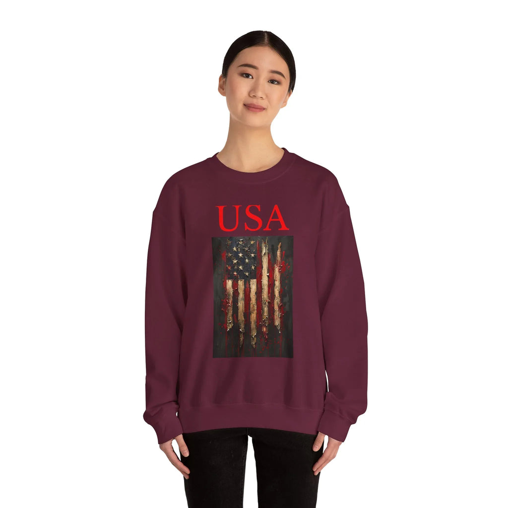 Patriotic Eagle Sweatshirt, USA Flag Crewneck, Unisex Casual Wear, Independence Day Outfit, All-American Style, Gifts for Veterans - 250 USA Celebration