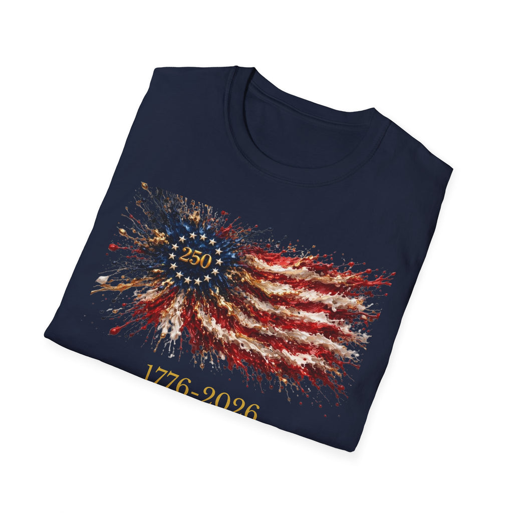 250th Anniversary American Flag T-Shirt – 1776–2026 Patriotic Fireworks Tee
