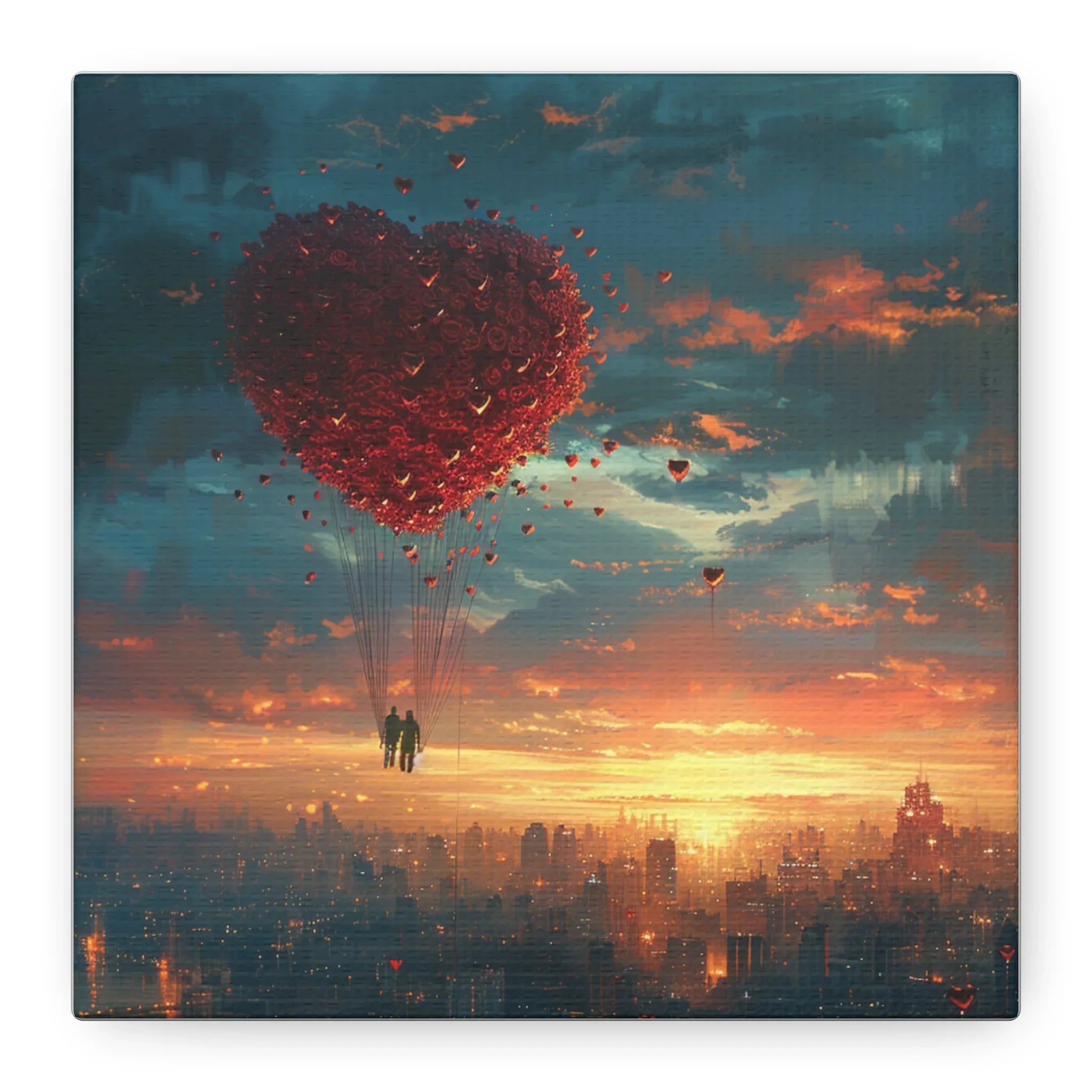 Romantic Canvas Wall Art, Love, Heart Balloon Art, Gift for Couples, Valentines Wall Decor, Valentine's Day Women's Merchandise, Valentines - 250 USA Celebration