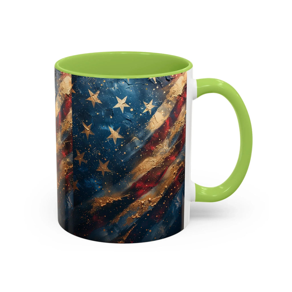 Distressed American Flag Accent Coffee Mug | 11oz 15oz - 250 USA Celebration
