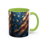 Distressed American Flag Accent Coffee Mug | 11oz 15oz - 250 USA Celebration