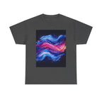 Galaxy Wave Abstract Art T-Shirt | Cosmic Pink Blue Nebula - 250 USA Celebration