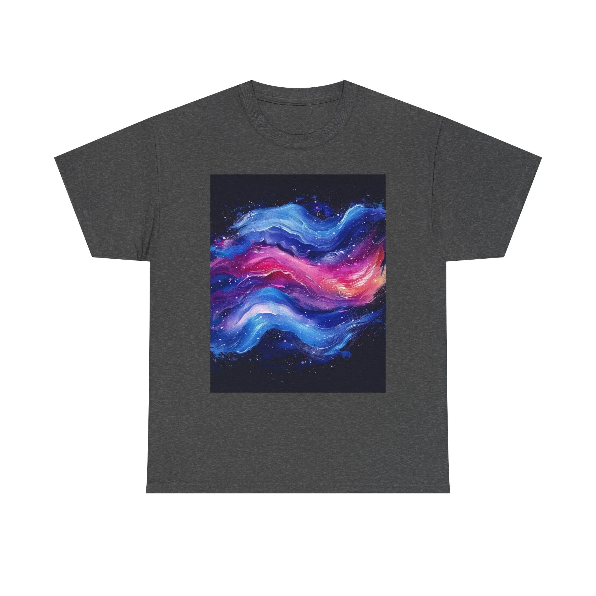 Galaxy Wave Abstract Art T-Shirt | Cosmic Pink Blue Nebula - 250 USA Celebration