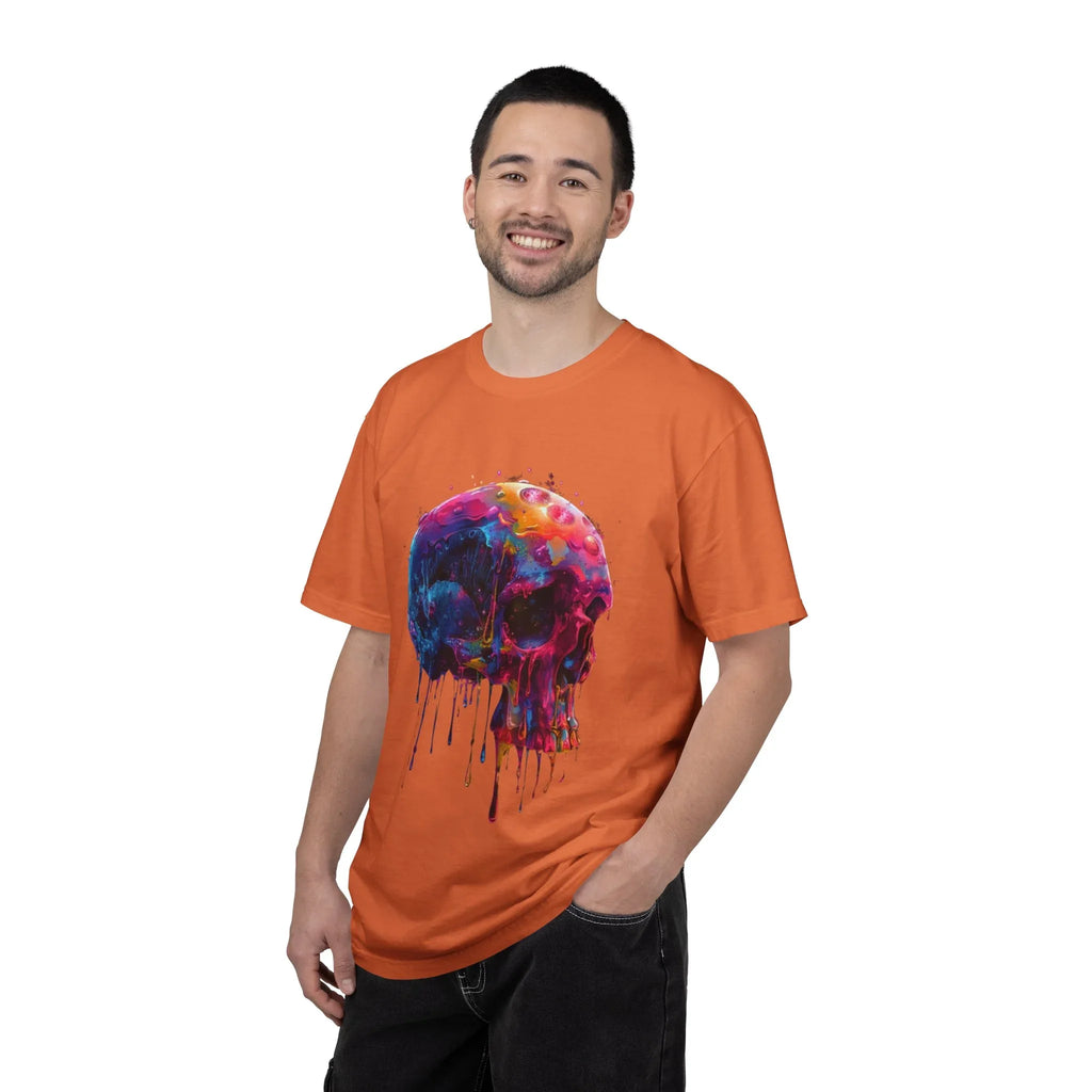 Colorful Drip Skull T-shirt | Watercolor Skull Shirt, Artistic Gothic Tee - 250 USA Celebration