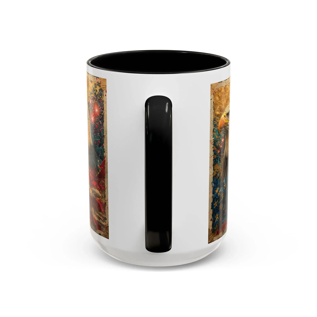 Bald Eagle with Tattered American Flag Coffee Mug | Fireworks Patriotic 11oz 15oz - 250 USA Celebration
