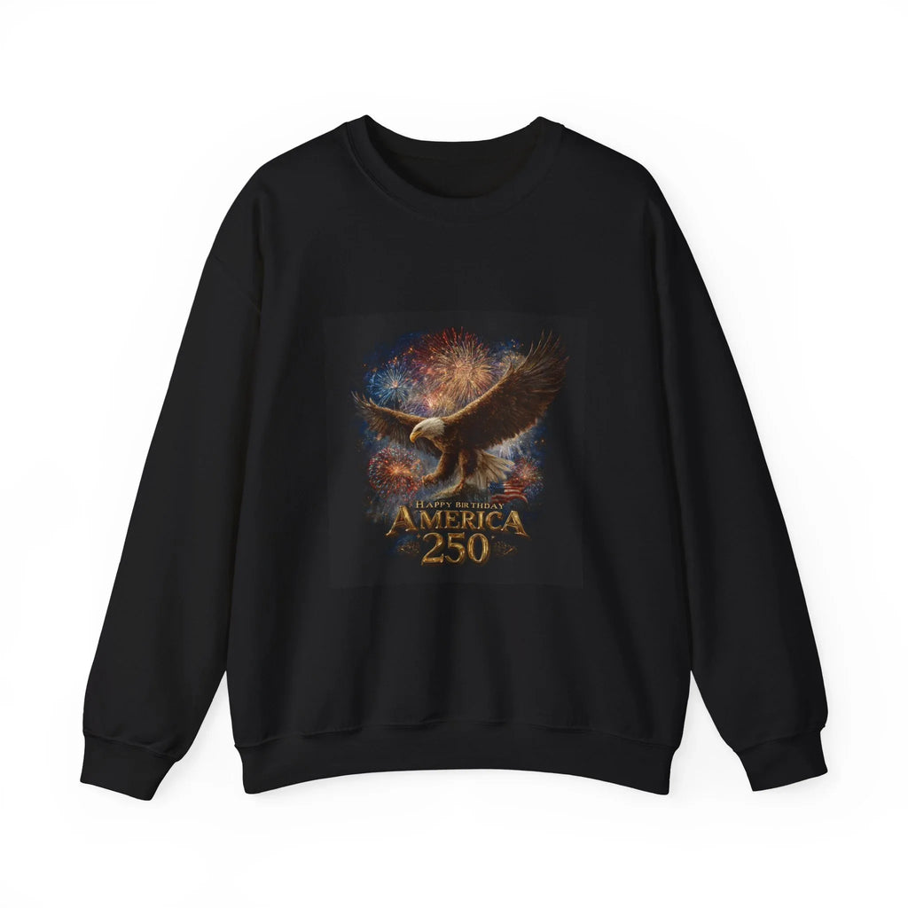 Bald Eagle with Fireworks America 250 Sweatshirt - 250 USA Celebration