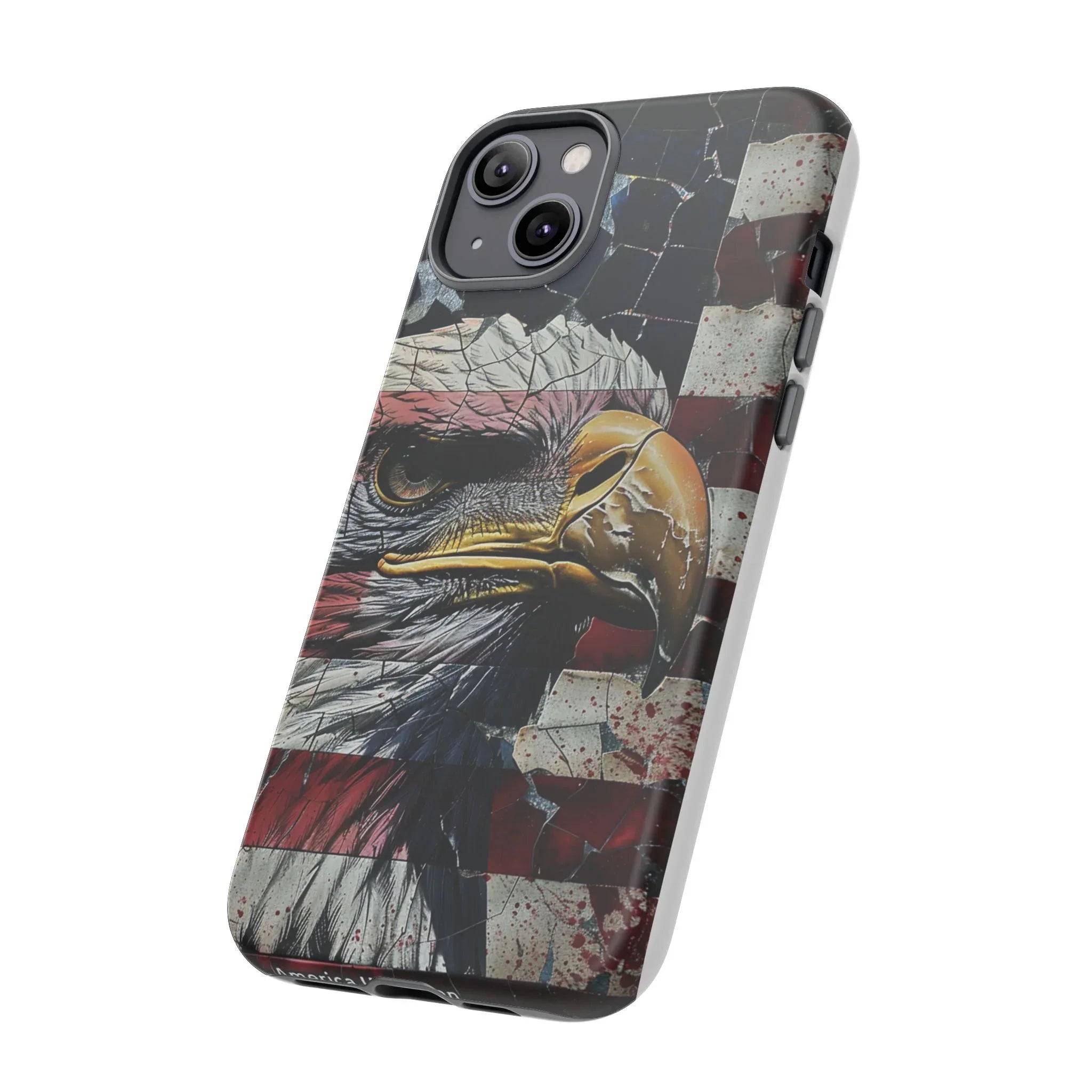American Flag Bald Eagle phone case | Patriotic iPhone cover, cracked vintage flag design - 250 USA Celebration