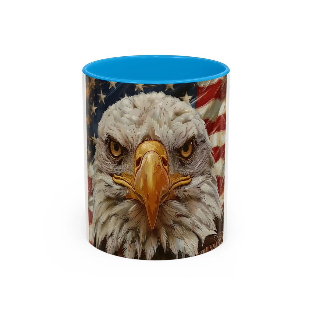 Colorful Mugs (11oz, 15oz) Majestic bald eagle head Patriotic coffee cup, America 250 Celebration coffee cup - 250 USA Celebration