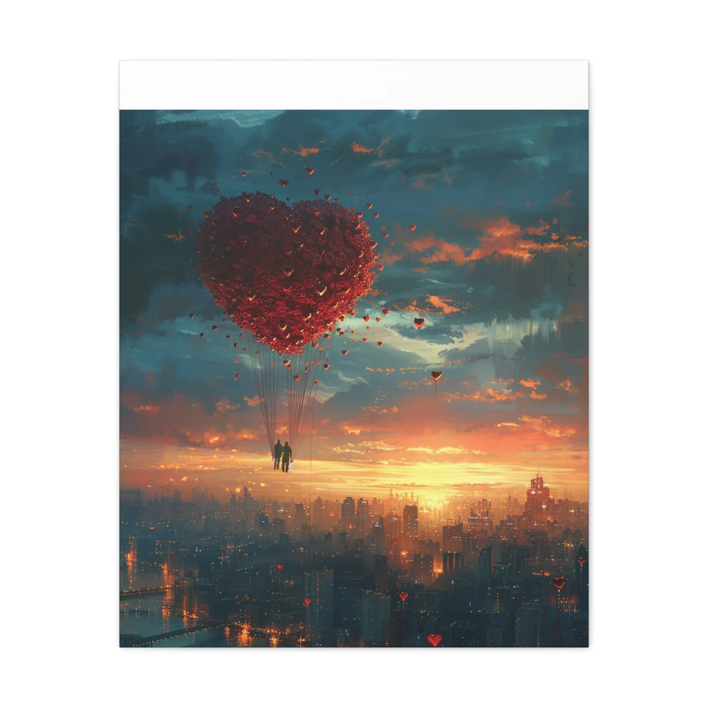 Romantic Canvas Wall Art, Love, Heart Balloon Art, Gift for Couples, Valentines Wall Decor, Valentine's Day Women's Merchandise, Valentines - 250 USA Celebration