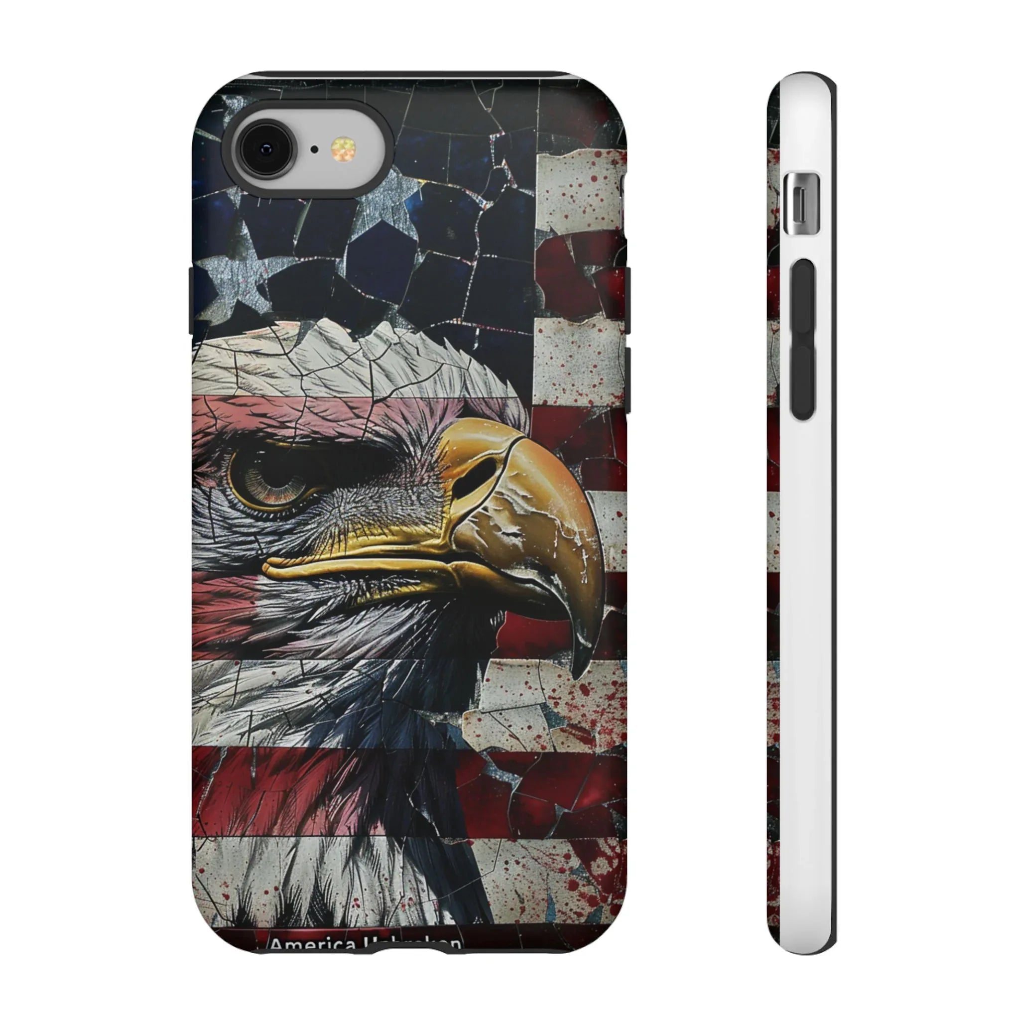 American Flag Bald Eagle phone case | Patriotic iPhone cover, cracked vintage flag design - 250 USA Celebration