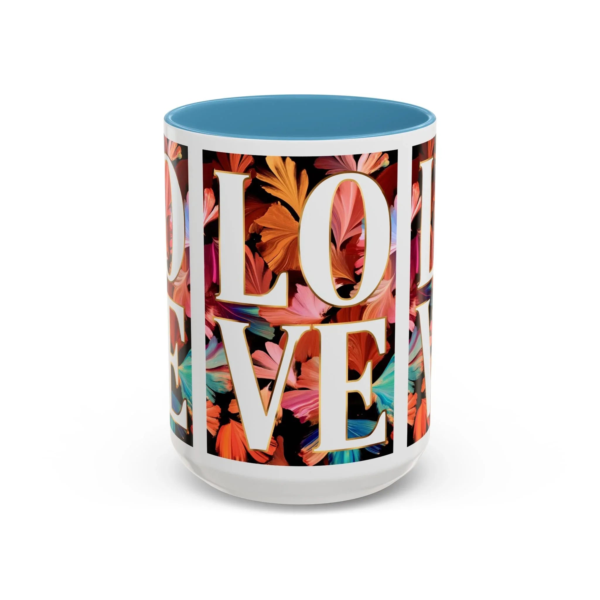 Floral Bold LOVE Mug | Accent Coffee Mug 11oz 15oz - 250 USA Celebration